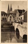 CPA Chartres Old man bridge and old houses