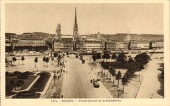 CPA Rouen Places Carnot and the cathedral