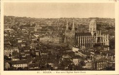 CPA Rouen Seen towards the church Saint ouen
