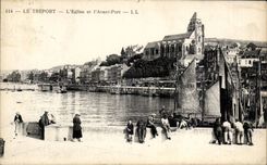 CPA Treport die Kirche und vor Hafen