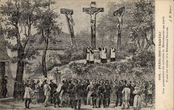 CPA Paris Montmartre Une procession au calvaire de Motnmartre en 1806