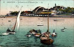 Arcachon CPA Le casino vu de la nouvelle jetee Bateaux