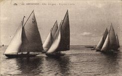 CPA Arcachon Cote d'argent Regates a voile Bateaux Voiliers