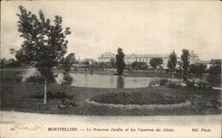 Montpellier CPA Le nouveau jardin et les casernes du genie