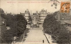 Troyes CPA the avenue of the station and Entering of the street Thiers