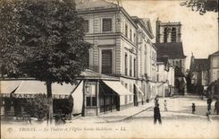 Troyes CPA the theater and the church Sainte Madeleine
