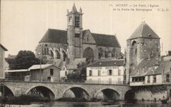 CPA Moret sur Loing Le pont l'eglise et la porte de Bourgogne