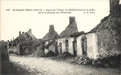 CPA Aspect of the village of Montceaux after the passage of the Germans