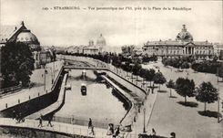 CPA Strasbourg Panoramic View on Ill close to the place of the Republic