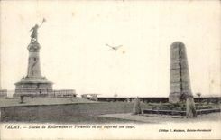 CPA Valmy Statue of Kellermann and pyramid or east locks up its heart Avion Airplane