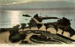 CPA Biarritz Le rocher de la vierge Effet de nuit