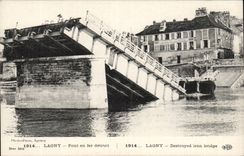 CPA Lagny Bridge out of destroyed iron