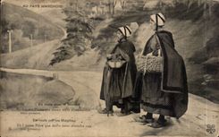 CPA mit den Land Marchois Frauen auf der Weise fur Markt-Folklore-Kostum