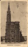 CPA Strasbourg the cathedral + Red TuberculoseCroix label