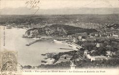 CPA Nizza vom Einfassungsbor das Schloss und den Eingang des Hafens gesehen