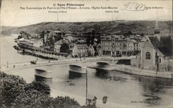 CPA Sens Panoramic View of the bridge and the island of Yonne On the right the church Saint Maurice