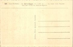 Die Pyrenees CPA mit dem Kragen von Aspin die Strasse in Richtung zu Payolle gesehen auf die Spitze des Sudens von Bigorre