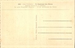 The Pyrenees CPA St Saver les Bains Napoleon Bridge with the top of Gave