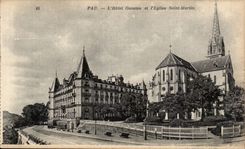 CPA Pau the Gassion Hotel and the church Saint Martin