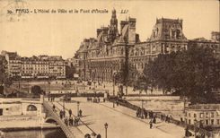 CPA Paris L'hotel de ville et le pont d'Arcole