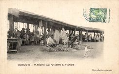 CPA Cote of Somalis Djibouti Marche to fish has meat