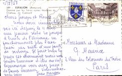 CPSM Espalion vorherrsch durch die stolzen Feudalruinen des Schlosses von Calmont