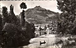 CPSM Espalion Dominates by the proud feudal ruins of the castle of Calmont