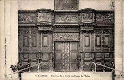 CPA St Maixent Woodworks of the interior door of the church