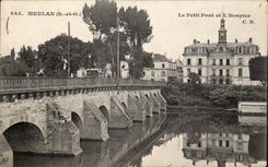 CPA Meulan the small bridge and the old people's home