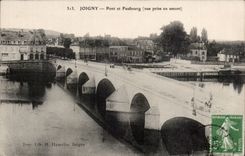 CPA Joigny Bridge and suburb Seen from upstream