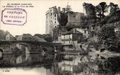 Clisson CPA das Schloss und die Brucke der Stadt