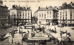 CPA Nantes Places Royal and street Crebillon