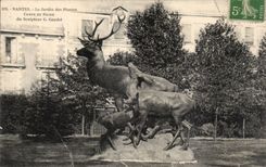 CPA Nantes the botanical garden Stags and hind of the Gaudet sculptor