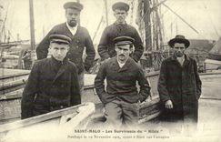 REPRODUCTION Saint Malo survivors of Hilda Shipwreck on November 19th 1905 Boat