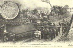 REPRODUCTION Burdens with the Railwaymen 1910 Engine detelee by the strikers and placee across a Train shunting