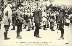 REPRODUCTION the festivals of the Victoire has Paris July 14th 1919 the three Marshals Petain Foch Joffre Militaria