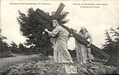 CPA Calvaire of Pontchateau Simon Cyreneen helps Jesus has to carry his cross