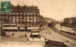 CPA Nantes the place of the trade and the quays Train