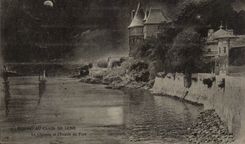 CPA Pornic with the moonlight the castle and Entering of the port