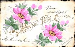 Blumen - Blumen - aufrichtige Wunsche - gutes Festival - CPA