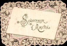 Flowers - Flower laces - Souvenir Friendship - Beautiful Victorian Lettering CPA