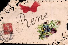 Blumen - Blumen - Rene - Karte mit roten Bogen Spitzeen - CPA