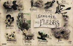Phantasie - Mann - Sprache der Blumen - Blumen - Mann - CPA