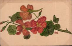 Blumen - recht betatigt Blumen schauend - CPA