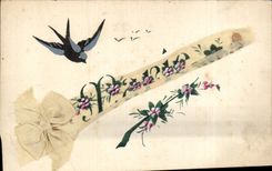 Blumen - Blumen - Vogel - Vogel - CPA Schwalbe