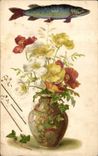 Blumen - Blumen - Vase weg weg den Blumen und von den Fischen - Fische - CPA