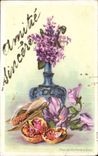 Blumen - Blumen - viktorianischer Vase und Blumen - Funkeln - CPA