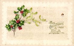 Fetes - houx - holly - nouvelle annee - CPA 