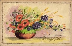 Bluht - Blumen - Grafschaftblumen mit Weizen - gutes Festival - CPA