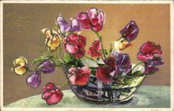 Blumen - Blumen - Funkeln zeichneten Blumen in der Totenglockenschussel - CPA